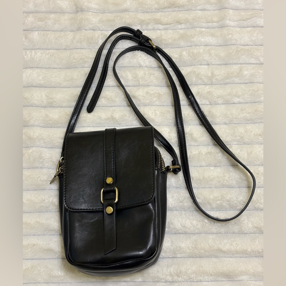 Antik Kraft vegan leather crossbody sling bag black rustic boho western purse